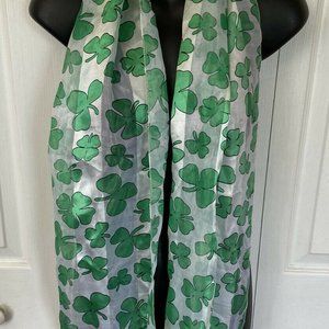Womens Clover Green White Sheer Scarf Bandanna